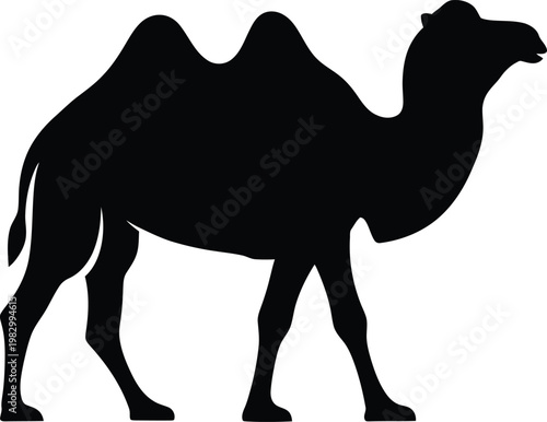 Minimalist silhouette icon of a two humped bactrian camel vector illustration