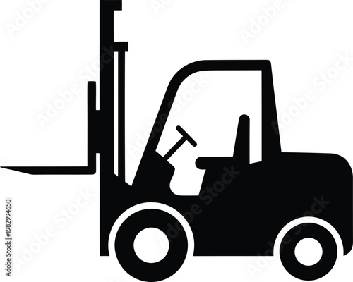 Fotografie Minimalist silhouette icon of a warehouse forklift heavy industrial vehicle vect