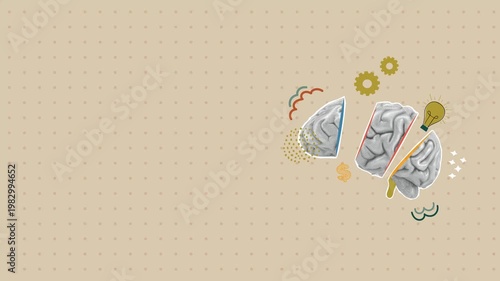 odern art collage with brain theme full of inspiration and creative ideas.