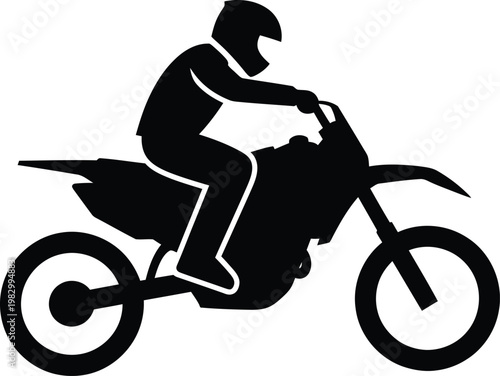 Minimalist silhouette of a professional rider on a dirt bike vector illustration