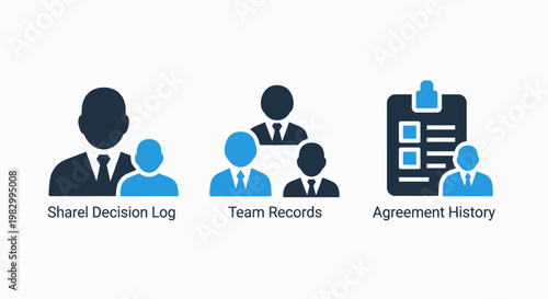 Business process and legal agreement documentation icons with business agreement documentation contracts decisions management corporate professional organization paperwork cooperation