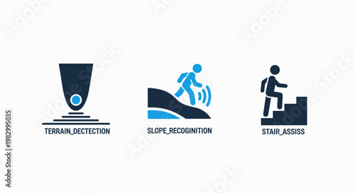 Technical sensor and motion detection icons for smart navigation systems with detection navigation recognition technology automation infrared ultrasonic analysis interface engineering