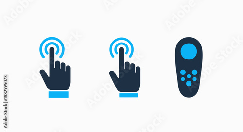 Touch interface and remote control interaction icons for smart home devices with interaction interface technology electronic wireless operation automation software minimalist pointing