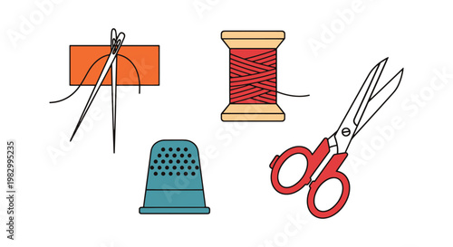 Needlework Line art vector creative clean illustration