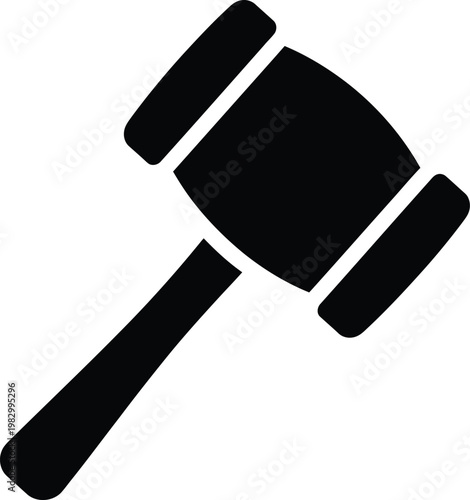 Simple flat black icon of a legal court gavel vector illustration