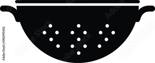 Simple flat design kitchen colander for cooking and food prep vector illustration