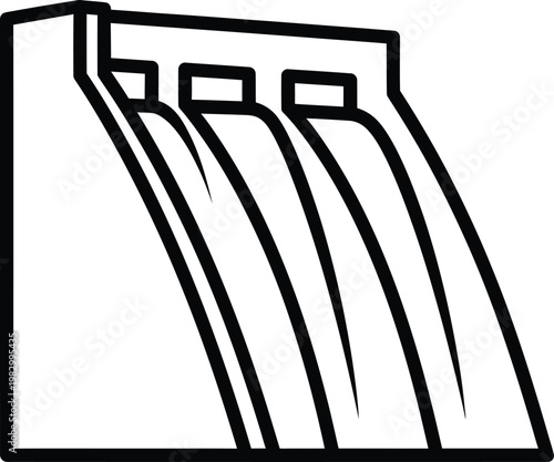 Simple line art icon of a hydroelectric dam vector illustration