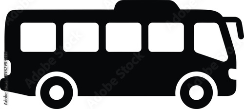 Simple silhouette icon of a public transport passenger bus vector illustration