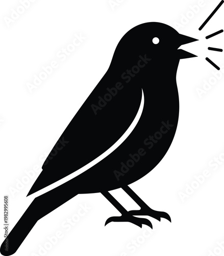 Φωτογραφία Simple silhouette of a singing bird chirping isolated vector illustration