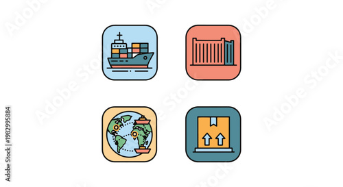 Ocean Freight Line art vector creative abstract illustration