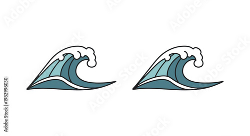 Ocean Line art vector set minimal abstract shapes