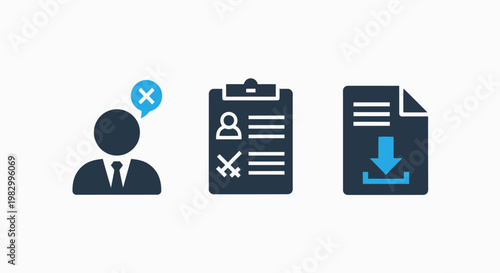 Administrative user icons for task management and file downloading with management download document checklist administration business processing information computer interface software