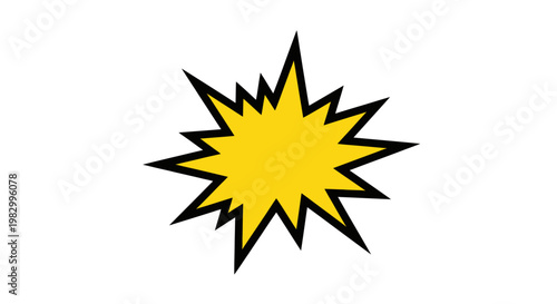 Canvas Print Yellow comic book starburst explosion graphic element on white background