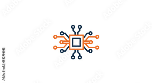 Modern Integrated Circuit Chip Icon for Digital Technology