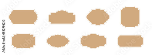 Vintage label set, elegant art deco frame, banner. Classic tags for handmade branding and rustic packaging. Sale sticker, certificate retro emblem 