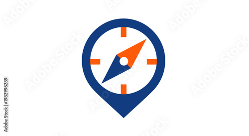 Compass navigation icon and location pin map pointer travel logo design