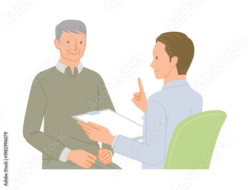 Senior man receiving explanation from doctor at hospital