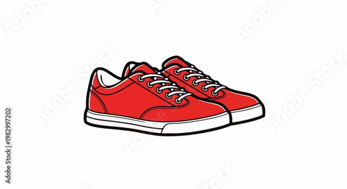 A pair of vibrant red canvas sneakers with white laces and soles