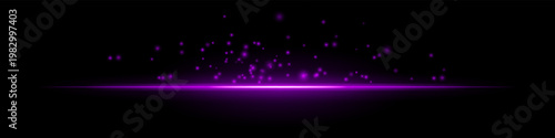 Bright glowing horizon particles composition. Bright horizontal light line, scattered spark dots above, radiant center, dark gradient backdrop, fiery atmosphere, floating embers, luminous glow texture