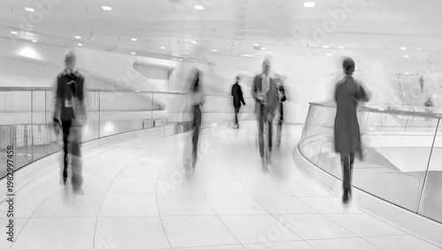 group of business people in the street in monochrome blue tonality