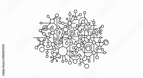 Abstract network of interconnected circles and lines