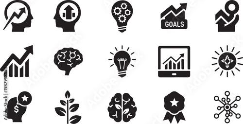 Business Strategy Icons for Success and Growth Concepts