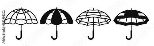 Silhouette of umbrella icon illustration on white background. Umbrella icon set for business. Stock vector.