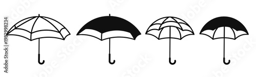 Silhouette of umbrella icon illustration on white background. Umbrella icon set for business. Stock vector.