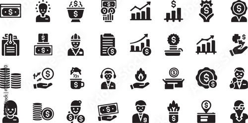 Business Finance Icons for Investment and Growth Strategy
