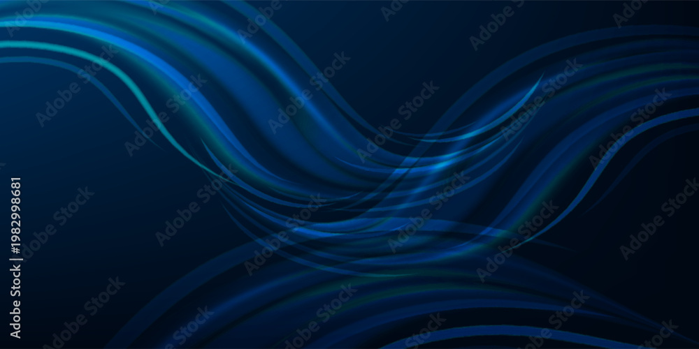 Obraz premium Abstract Blue Wave Background with Glowing Neon Lines and Deep Gradient Flow