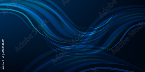 Abstract Blue Wave Background with Glowing Neon Lines and Deep Gradient Flow