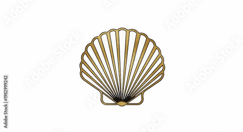 Ornate golden seashell graphic on a plain white background