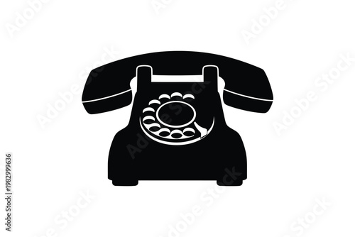 Vintage rotary dial telephone illustration with classic design and curved handset details