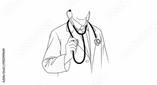 Medical professional in a white coat holds a stethoscope to their chest