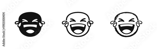 Laughing Crying Face Emoji with Tears of Joy Happy Expression Icon Set