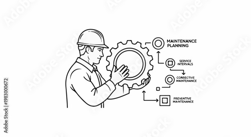 Technician holding gear, illustrating maintenance planning and processes