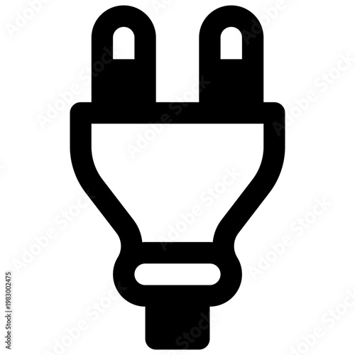 Power plug. Outlined stroke vector icon with black-filled details.