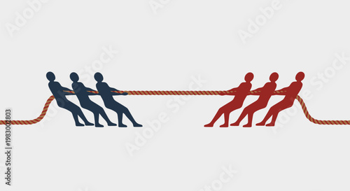 Tug of War Competition Between Two Teams Silhouette.