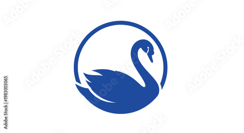 Elegant blue swan in a circle logo design