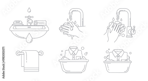 Hygiene and laundry icons