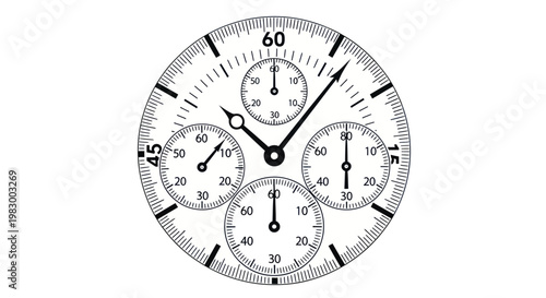 Classic white chronograph watch face with multiple sub-dials on white background