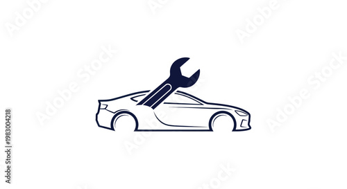 Car Repair Service Icon: Wrench Fixing Automotive Silhouette