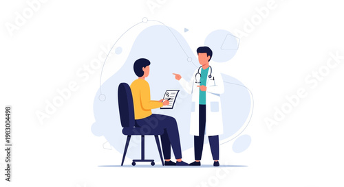 Doctor consulting patient in clinic, medical consultation, healthcare concept