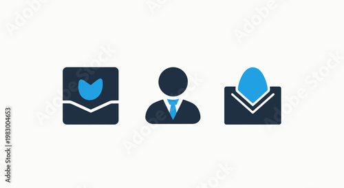 Business management and document organization icons for corporate logistics and administrative services with container document business businessman silhouette professional management logistics