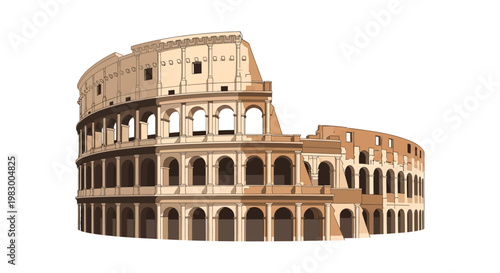 3D rendering of the ancient Roman Colosseum isolated on white background