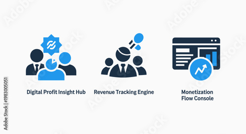 Business analytics icons set including digital profit insight revenue tracking and monetization flow dashboard with analytics business tracking monetization dashboard management strategy