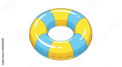 Colorful inflatable pool float with yellow and blue stripes