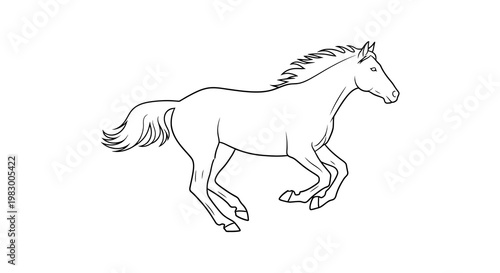 Outline drawing of a galloping horse on a white background