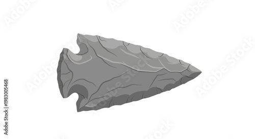 Illustration of a Stone Arrowhead with Detailed Texture