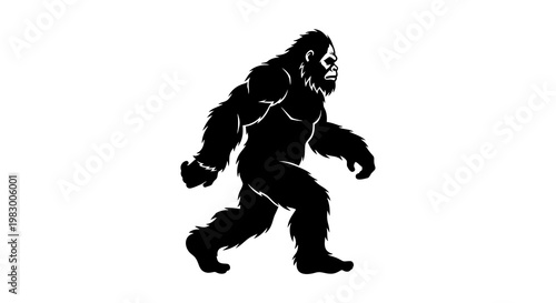 Silhouette of Bigfoot Walking in Profile View